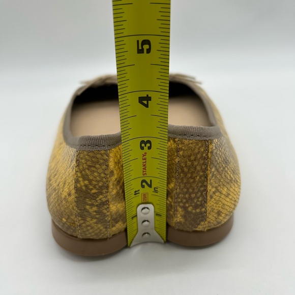 Helene Rouge Made in Spain Snake Embossed Leather Ballet Flats Yellow EU 38 NWT - Picture 8 of 10
